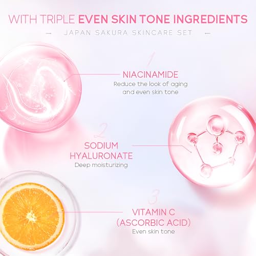 LAIKOU Sakura Skincare Set for Teen Girls, Complete Face Care - Product Imagery