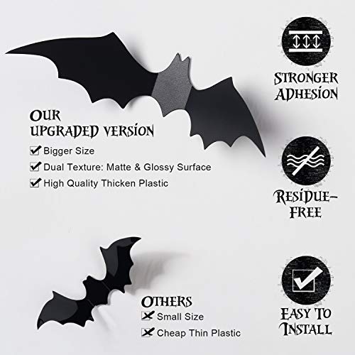 Coogam 60PCS Halloween Bats Decoration, 4 Different Sizes - Product Imagery