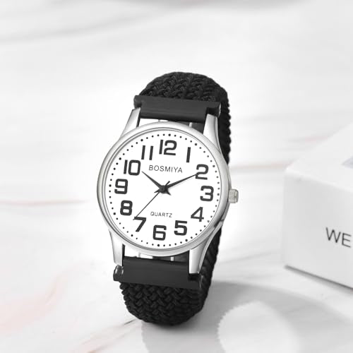 JewelryWe Braided Rope Elastics Watches: Easy Read Big Dial - Product Imagery