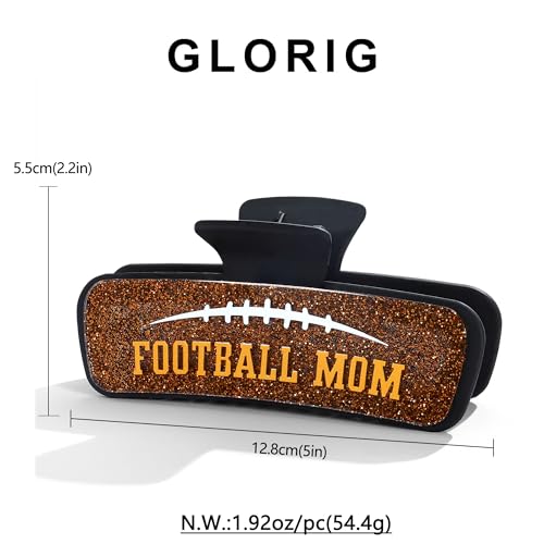Football Mom Hair Claws For Women Black Glitter Football Hair - Product Imagery