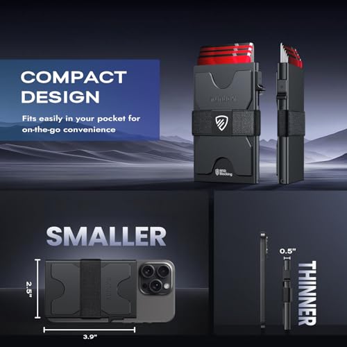 RUNBOX Slim Wallet for Men, RFID Aluminum Pop-Up Card Holder for - Product Imagery