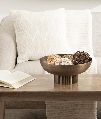 Kate and Laurel Rooks Ribbed Decorative Metal Bowl; 12 Inch - Product Imagery
