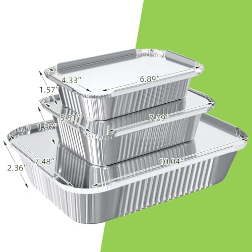 Notwoe® 30 Pack Disposable Aluminum Pans With Lids, 10x7.5 And - Product Imagery