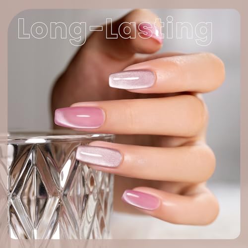 RARJSM Nude Glitter Cat Eye Gel Nail Polish Set 6Pcs Ceramics - Product Imagery