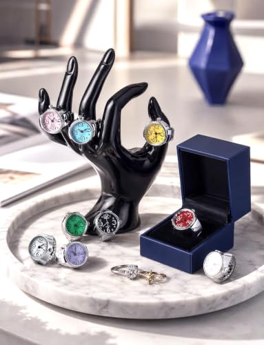 4Pcs Ring Watch for Women Men, Elastic Adjustable Finger Watch - Product Imagery