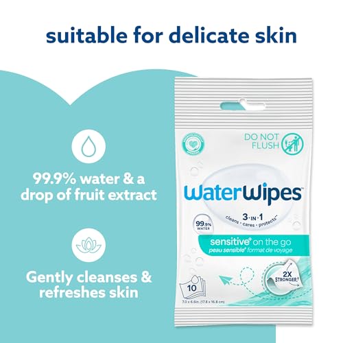 WaterWipes Beauty Sensitive+ On-The-Go Facial Wipes, 99.9% Wat... - Product Imagery