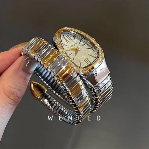 Classic Snake Shape Watch for Women Gold Silver Scaleable - Product Imagery