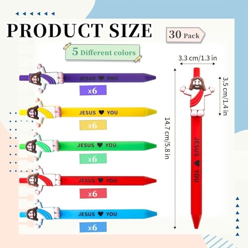 30 Pcs Little Jesus Pens Bulk Christian Jesus Loves You Pens - Product Imagery