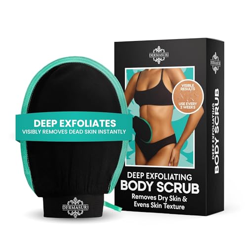 Dermasuri Exfoliating Body Scrubber Glove, Exfoliating Glove, Black - Dermasuri Official Product View 1