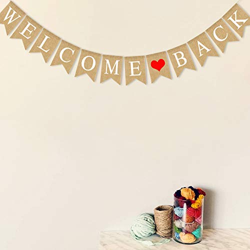 SWYOUN Burlap Welcome Back Banner Back to Home School Office - Product Imagery