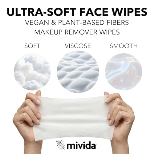 mivida Hypoallergenic Makeup Remover Wipes With Hyaluronic Acid, - Product Imagery