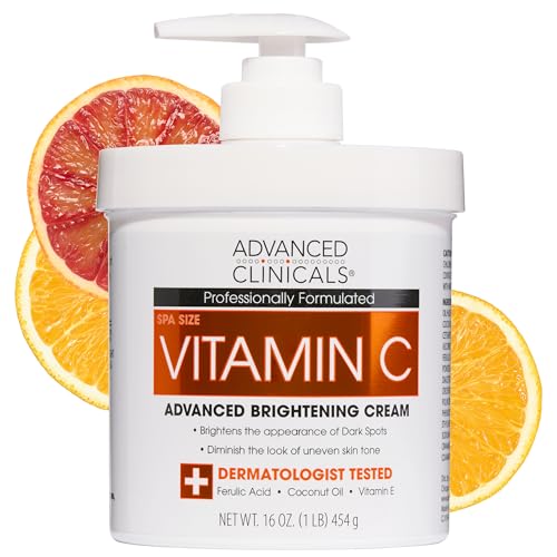 Advanced Clinicals Vitamin C Cream Visibly Brightening Body Lotion | Vitamin C Moisturizer Skin Care Body Cream For Women & Men Helps Visibly Improve Look Of Dark Spots & Uneven Skin Tone, 16 Ounce - Advanced Clinicals Official Product View 1