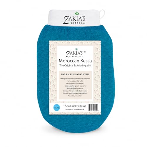 Zakia's Morocco Kessa Exfoliating Mitt – Teal for Radiant Skin - Zakia's Morocco Official Product View 1