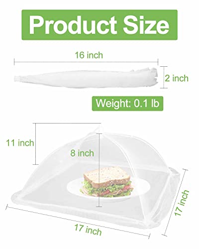 Large Food Cover,6 Pack Mesh Food Tent,17"x17",White Nylon - Product Imagery