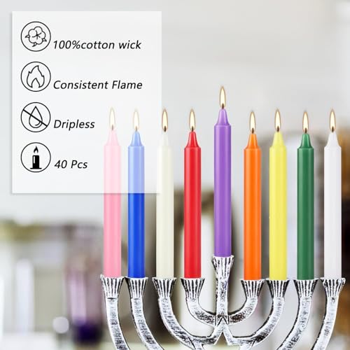 YOROXRG 40 Pack Spell Chime Candles-4 Inch Multi-Colored Taper - Product Imagery