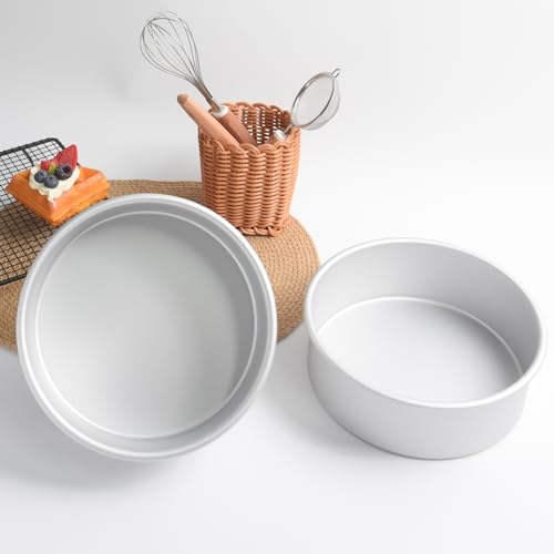 8 x 3 Inch Round Cake Pans Set of 2, Aluminum Round Cake Tin, - Product Imagery