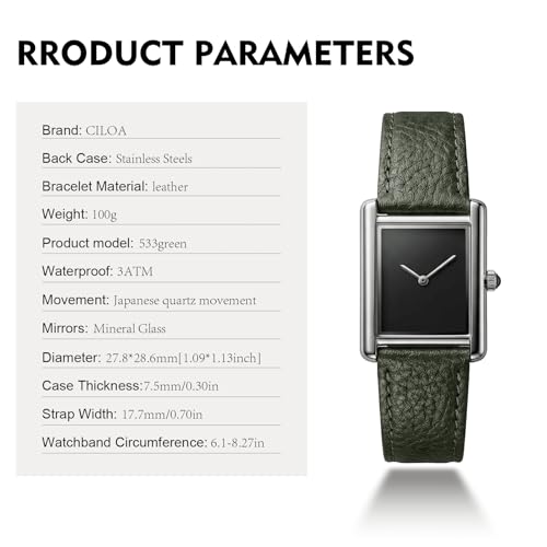 CILOA Watches for Men Unique Rectangle Relojes para Hombres - Product Imagery