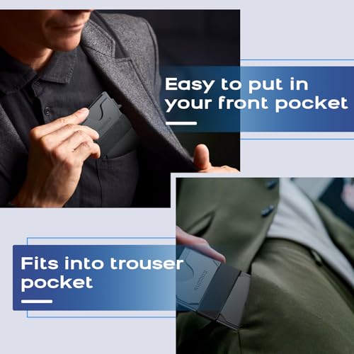 RUNBOX Slim Wallet for Men, RFID Aluminum Pop-Up Card Holder for - Product Imagery
