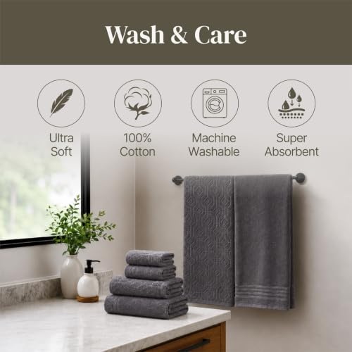 Modern Threads 6 Piece Bath Towel Set – Bathroom Towel Set with - Product Imagery