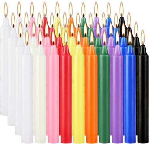 YOROXRG 40 Pack Spell Chime Candles-4 Inch Multi-Colored Taper - Product Imagery