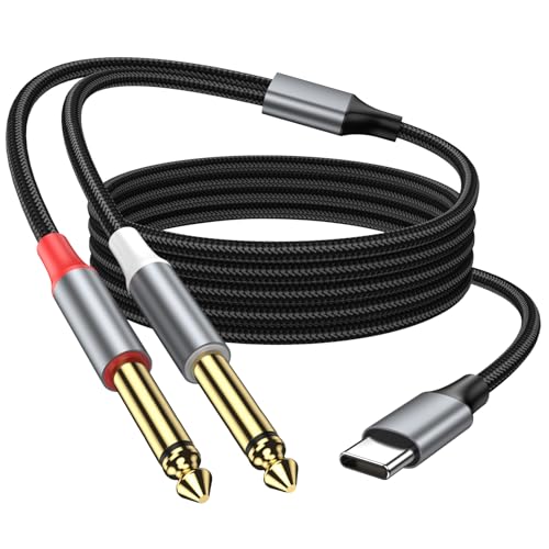KAYQINHO USB C to Dual 1/4 inch Audio Cable 3.3FT, USB Type C to by KAYQINHO - Angle View 1