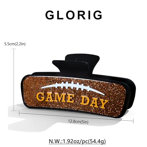 Game Day Hair Clip For Women Brown Glitter Hair Claw for Sports - Product Imagery