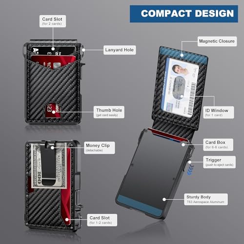 Wallet for Men, Mens Minimalist Wallet 9-13 Cards, Slim Compact - Product Imagery