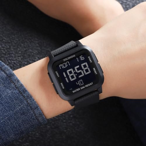 Mens Digital Watches for Men Waterproof Large Square Wrist Watch - Product Imagery