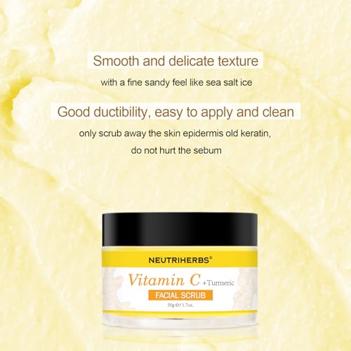 NEUTRIHERBS Turmeric Face Scrub, Exfoliating Scrub Cream with - Product Imagery