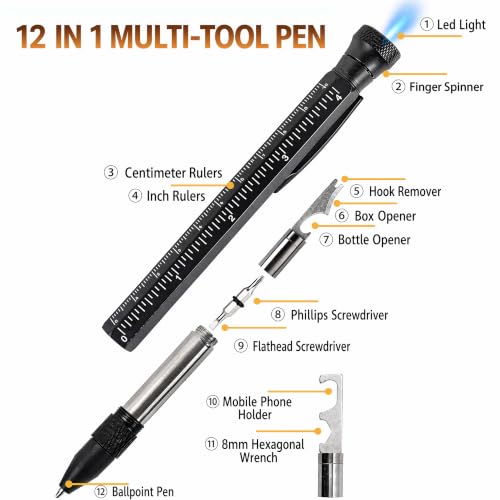 Birthday Gifts for Men, 11 in 1 Multitool Pen EDC Tactical Pen - Product Imagery