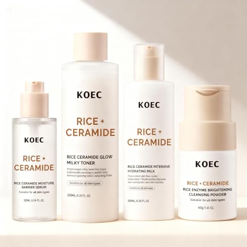Rice Korean Skincare Set 4 Step Routine with Face Wash Toner - BEAUTIVANA Official Imagery - 1