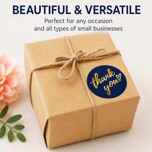 500 PCS Thank You Sticker Labels Roll, 1.5 Inch Round Gold Foil - Product Imagery