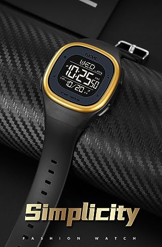 Gosasa Mens Minimalist Square Digital Watch Waterproof Wrist - Product Imagery