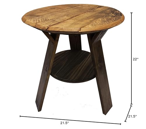 Bourbon Collection Whiskey Barrel Round Top End Table Rustic - Product Imagery