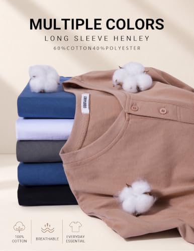 COOFANDY Men's Henley T-Shirts Long Sleeve Casual Cotton - Product Imagery