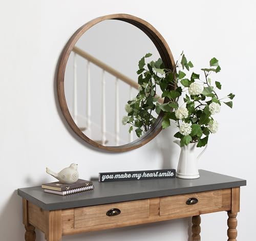 Kate and Laurel Hutton Round Decorative Wood Frame Wall Mirror, - Product Imagery