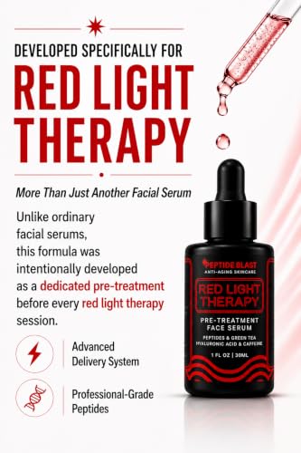 Red Light Therapy Pre Treatment Serum with Peptides, Green Tea & - Product Imagery