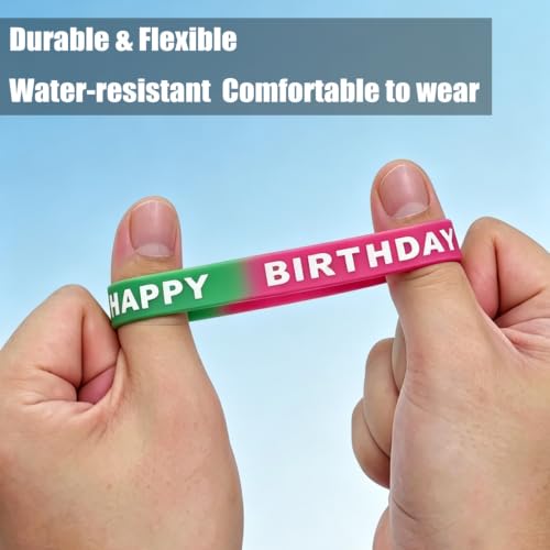 ARTLYMERS Happy Birthday Rubber Bracelets, 24pcs Silicone Wrist - Product Imagery