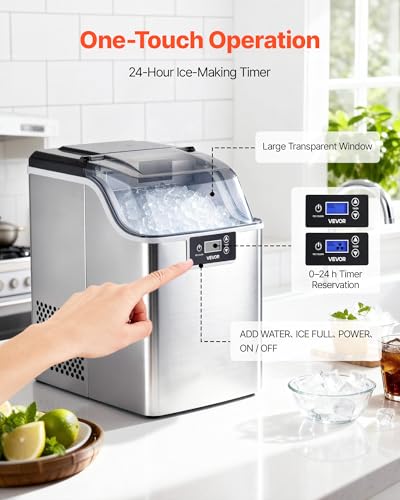 VEVOR Countertop Ice Maker, 44 lbs per Day, Self-Cleaning - Product Imagery