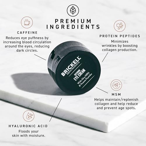 Brickell Men's Restoring Under Eye Cream for Men, Anti Aging Eye - Product Imagery