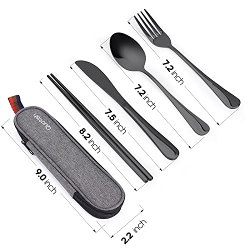 Travel Utensils with Case, Quatish Portable Silverware Set for - Product Imagery