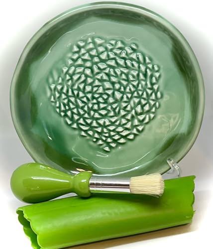 Premium Ceramic Garlic Grater Plate Set - Turquoise Mountain - Product Imagery