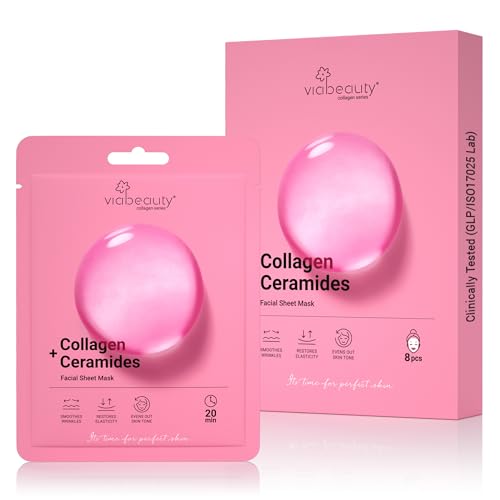 VIABEAUTY 8 Pack of Collagen Face Mask with Ceramides - - Product Imagery
