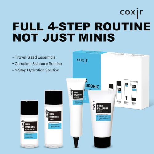 coxir Korean Skincare Gift Set, Glass Skin Kit, (4-Piece) - Product Imagery