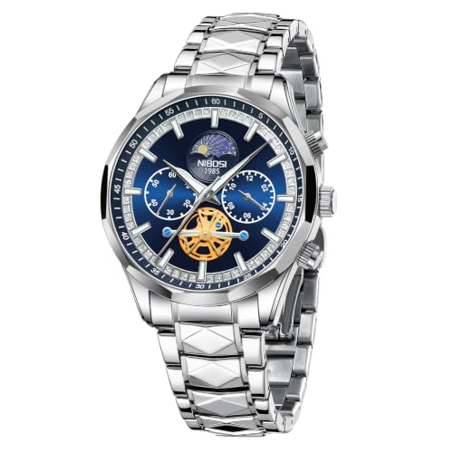 NIBOSI Men's Analog Chronograph Watch, Multifunction Moon Phase - Product Imagery