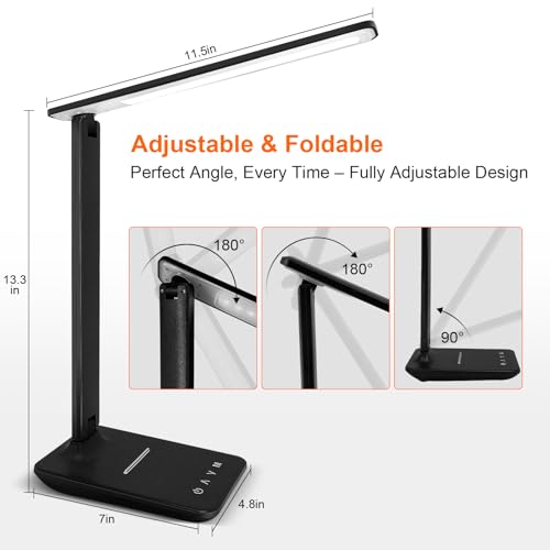 LED Desk Lamp for Office Home, Bright Desk Light with USB - Product Imagery