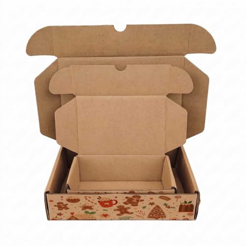 Gingerbread Holiday Collection Print Kraft Corrugated Mailer Box - Product Imagery