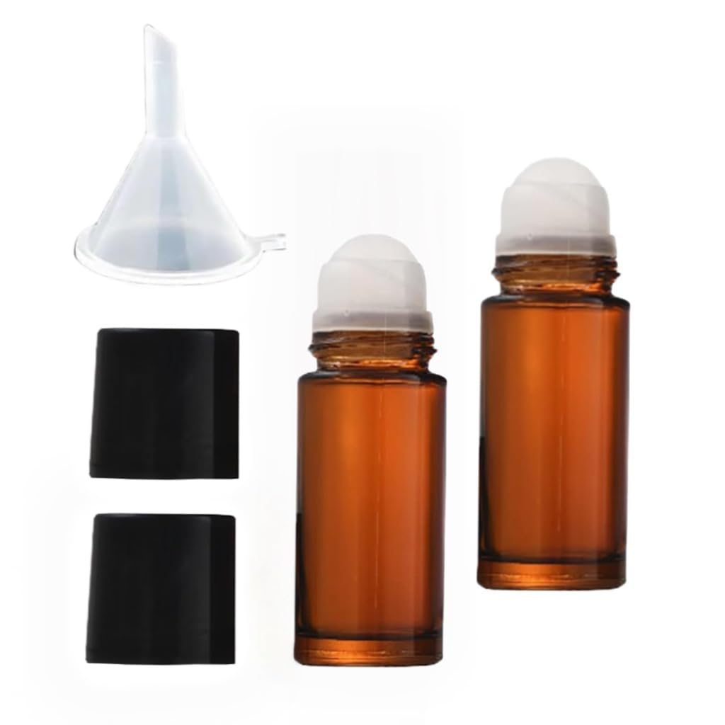 2Pcs Brown 30ml Glass Essential Oil Roller Bottles - LNYMZD Official Product Imagery - 1