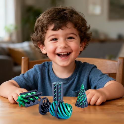 4 Pack Impossible Cone Fidget Toy, 3D Printed Spiral Pyramid - Product Imagery