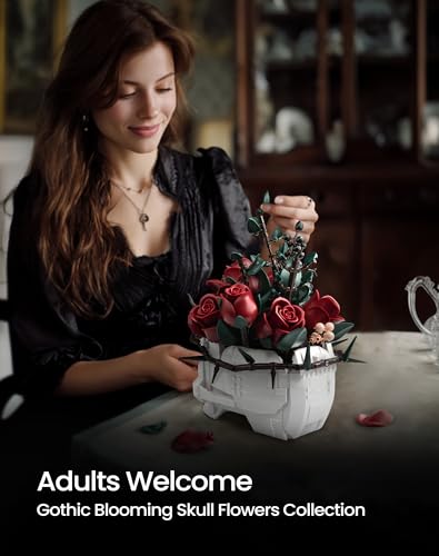 iATOM Skull Roses Flower Bouquet Building Set, Botanical - Product Imagery